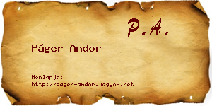 Páger Andor névjegykártya
